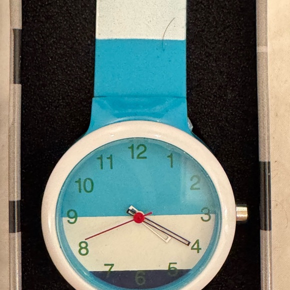 Esprit fashion watch. Never worn. Blue and white stripe band. Comes with box. - Picture 2 of 5